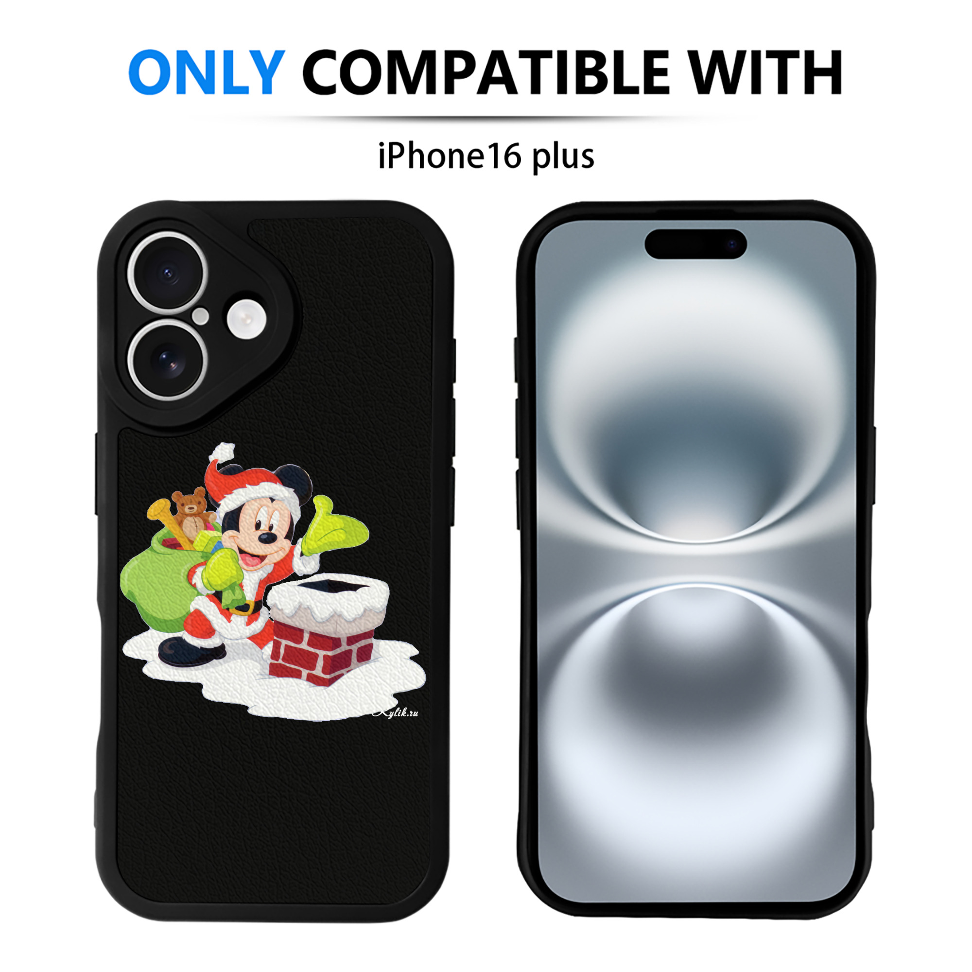 （画像用） ミッキーマウス Mickey Mouse 【iPhone 16シリーズ対応】シリコンスマホケース（レザー調） 材質：シリコン